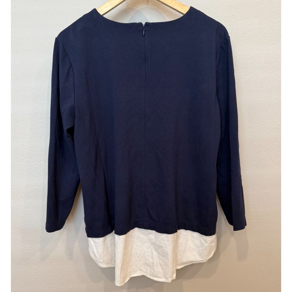 Lauren Ralph Lauren Long Sleeve Navy Twofer Sweater Large Preppy Nautical - Picture 2 of 6